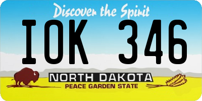 ND license plate IOK346