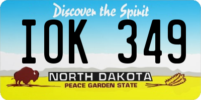 ND license plate IOK349