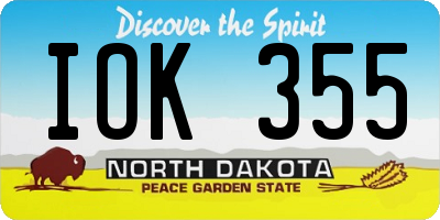 ND license plate IOK355