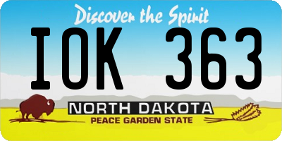 ND license plate IOK363