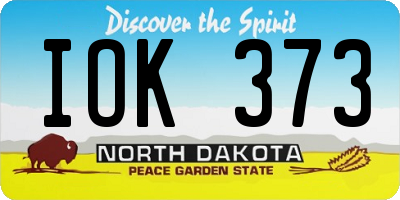 ND license plate IOK373
