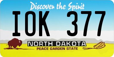 ND license plate IOK377