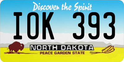 ND license plate IOK393
