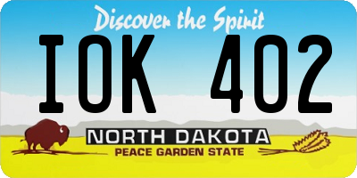 ND license plate IOK402