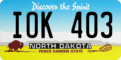 ND license plate IOK403