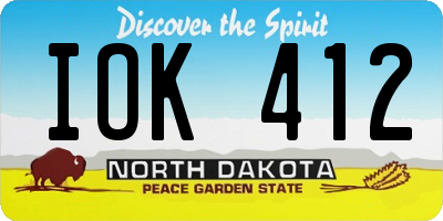 ND license plate IOK412