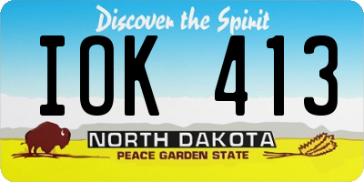 ND license plate IOK413