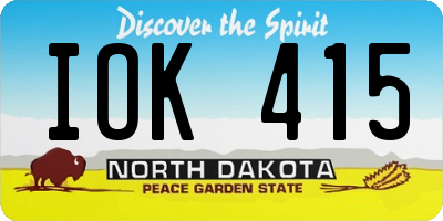 ND license plate IOK415