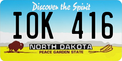 ND license plate IOK416
