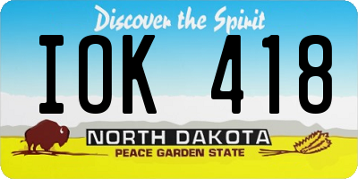 ND license plate IOK418