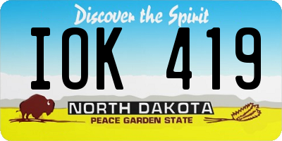ND license plate IOK419