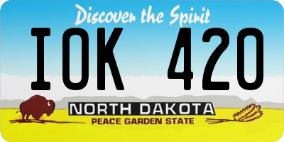 ND license plate IOK420