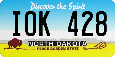 ND license plate IOK428