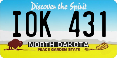 ND license plate IOK431