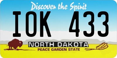 ND license plate IOK433