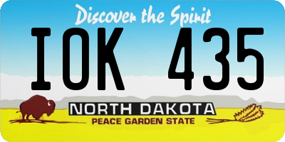 ND license plate IOK435