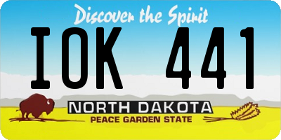 ND license plate IOK441