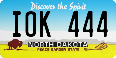ND license plate IOK444