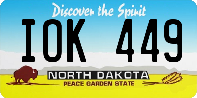 ND license plate IOK449