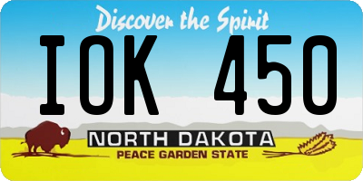 ND license plate IOK450