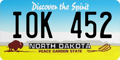 ND license plate IOK452