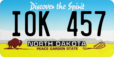 ND license plate IOK457