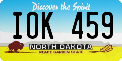 ND license plate IOK459