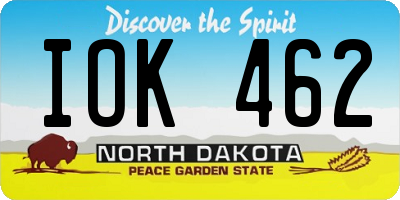 ND license plate IOK462