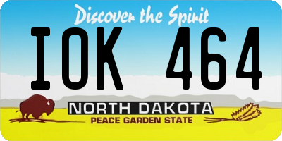 ND license plate IOK464