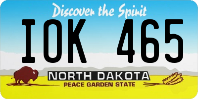 ND license plate IOK465