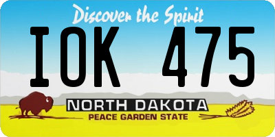ND license plate IOK475