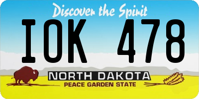 ND license plate IOK478