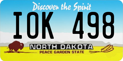 ND license plate IOK498