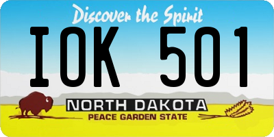ND license plate IOK501