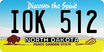 ND license plate IOK512