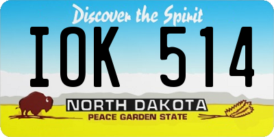 ND license plate IOK514