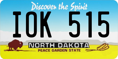 ND license plate IOK515
