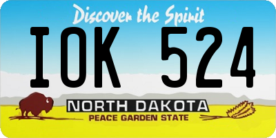 ND license plate IOK524