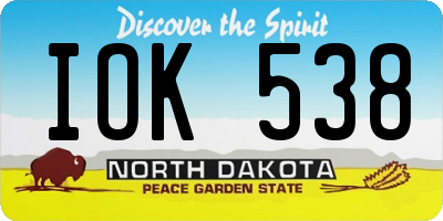 ND license plate IOK538