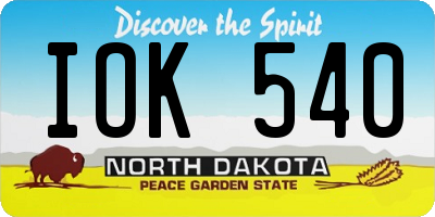 ND license plate IOK540