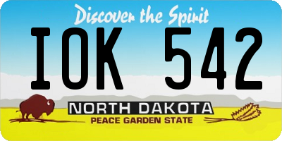 ND license plate IOK542
