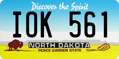 ND license plate IOK561