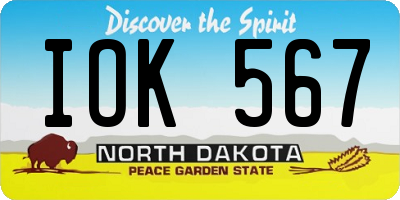 ND license plate IOK567