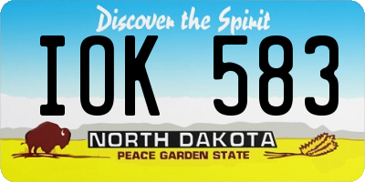 ND license plate IOK583