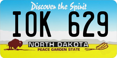 ND license plate IOK629