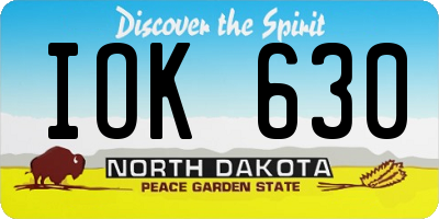 ND license plate IOK630