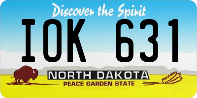 ND license plate IOK631