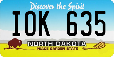 ND license plate IOK635