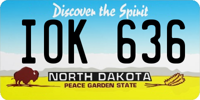 ND license plate IOK636