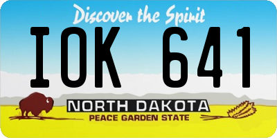 ND license plate IOK641